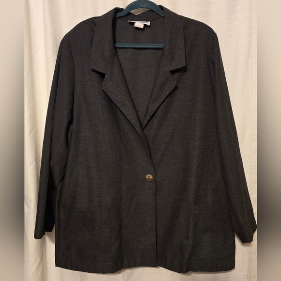 Vintage Jackets & Blazers - Vintage 90's Gray Blazer with Notched Lapels